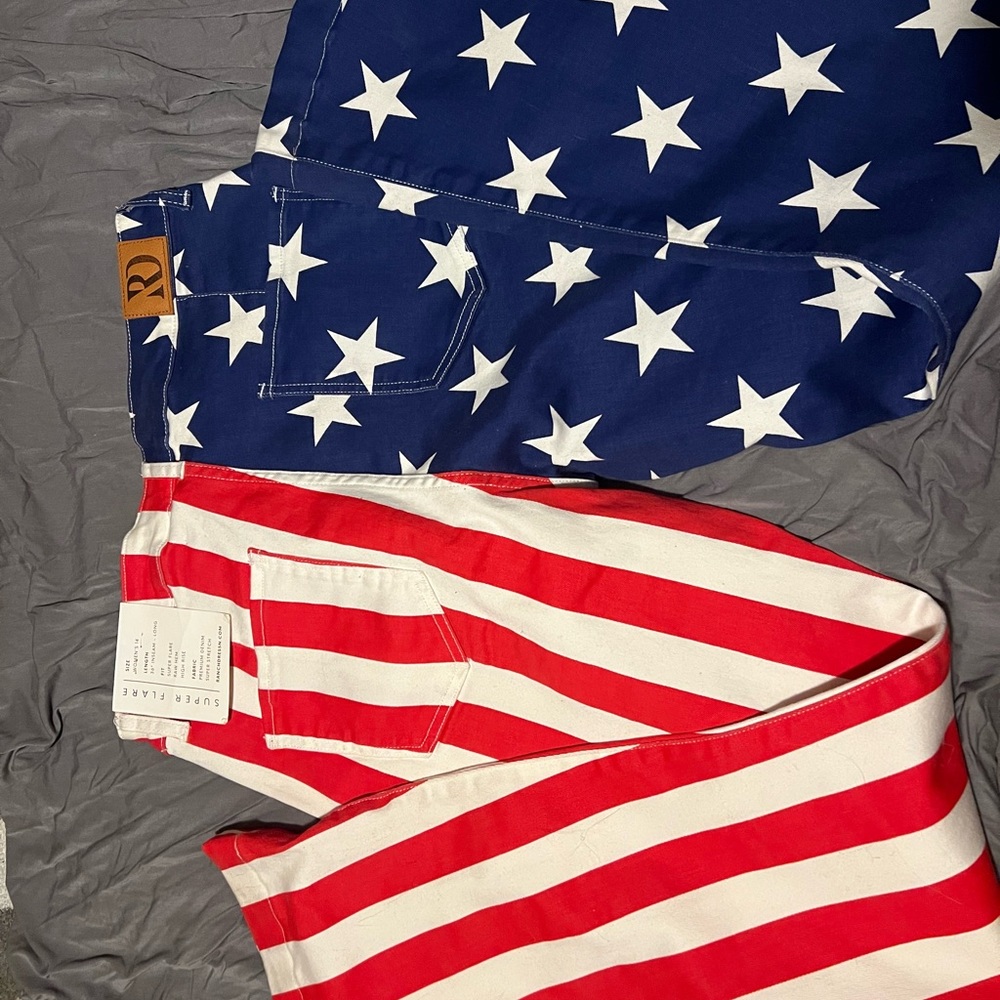 Patriotic flare jeans with Stars and Stripes